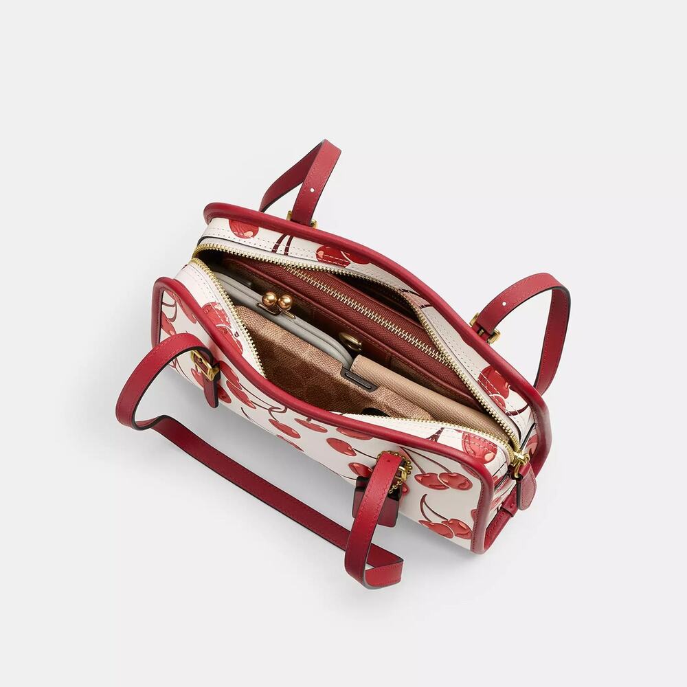 ❤️ Coach Swing Zip Bag With Cherry Print - Picture 4 of 9